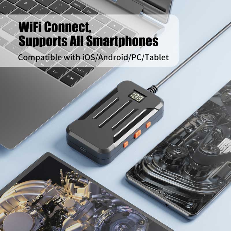 Cámara endoscópica WiFi 1080P HD, lente Dual, impermeable, Cable rígido, inspección de tuberías, boroscopio Industrial para comprobar el coche