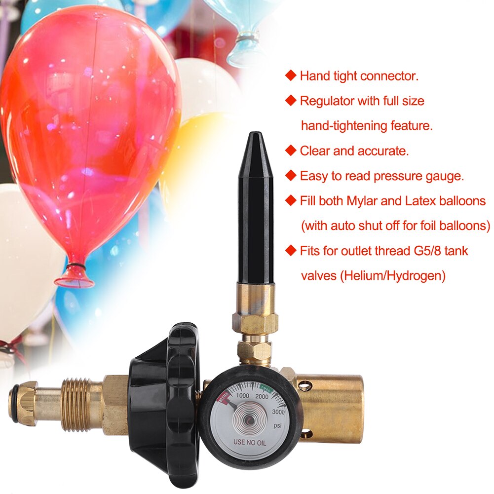 Balloon Inflating Regulator Inflator Pressure Regulation With Air Flow Meter Valve Gauge Fits For Outlet Thread G5/8 Tank Valves