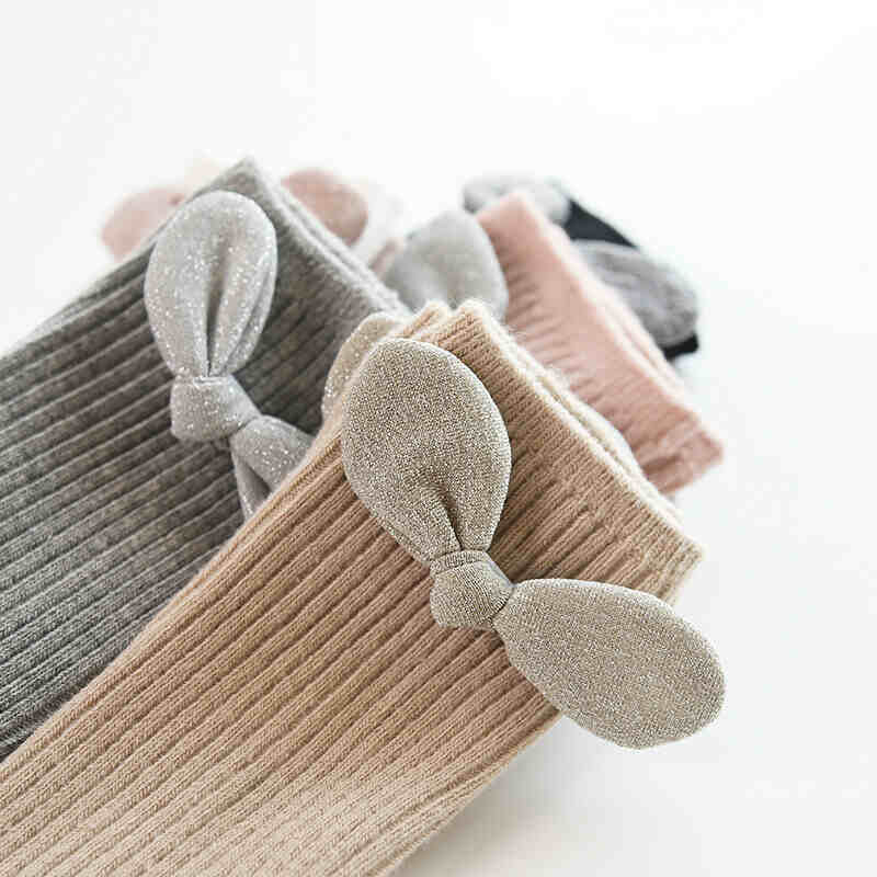 Leuke Baby Meisjes Katoen Warm Mooie Boog Kousen Ademend Peuter Knie Strakke Sokken Pure Kleur Met Boog-Knoop