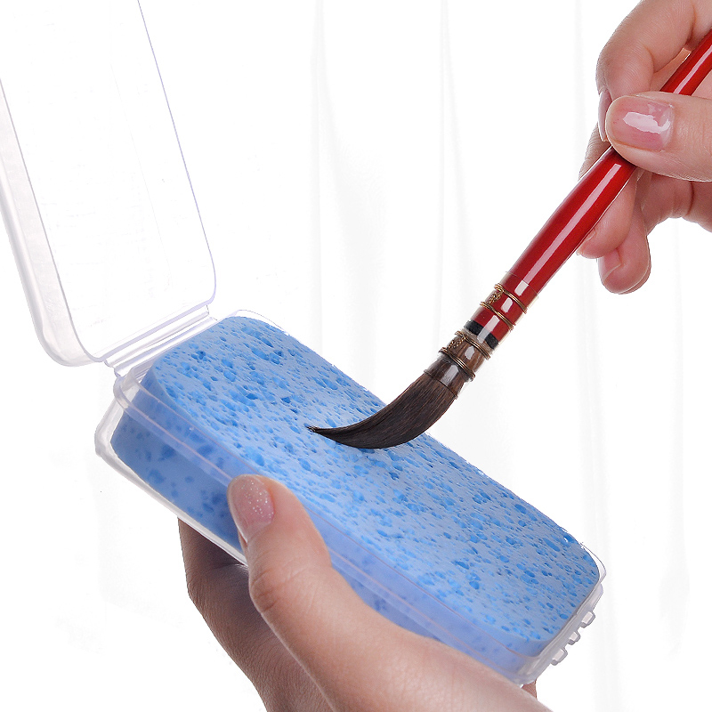 Esponja de cepillo de pintura de acuarela en caja, esponja de agua especial hidratante, fuerte absorción de agua, herramienta de limpieza, suministros de arte