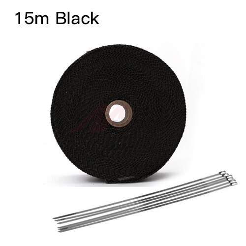 1.5mm*50mm*10m Heat Exhaust 10M Pipe Heat Shield Thermo Turbo Wrap Tape For Intake Intercooler Reflective Insulation Kit W1: 5x15m Black