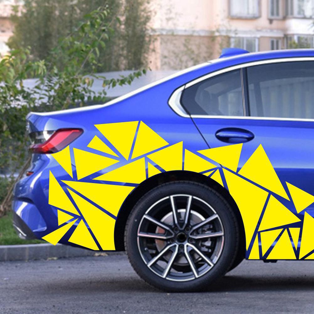 200x60cm Auto Aufkleber matt Schwarze Dreiecke Auto Seite Aufkleber Tarnung Auto-Styling Vinyl Aufkleber Dekor für Auto Dekoration