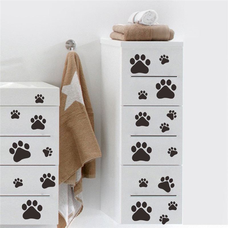 Pegatinas de pared bonitas con huellas de perro, decoración del hogar para habitaciones de niños, calcomanías de papel tapiz, adhesivo de PVC, Adhesivo de pared