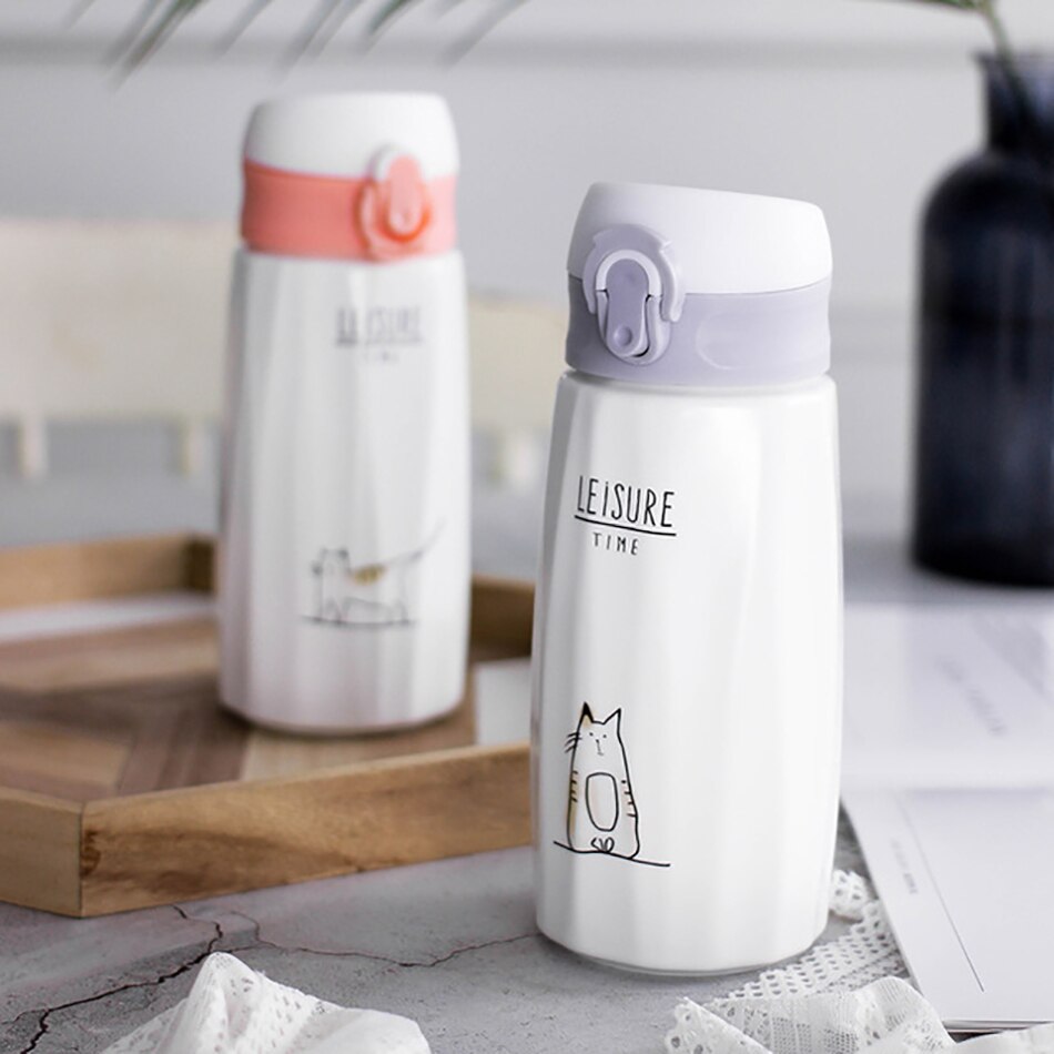 Cute Cat Mug Portable Porcelain Cat Mugs Coffee Milk Thermos Cup Mug Tumbler Cartoon Cat Ceramic Mug