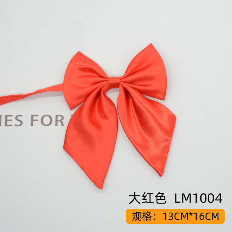 Women Bowties Solid Color Large Bowknot Simulated Silk Butterfly Necktie Shirt Accessories Event Performance Bank Hotel Bow Ties: wine red