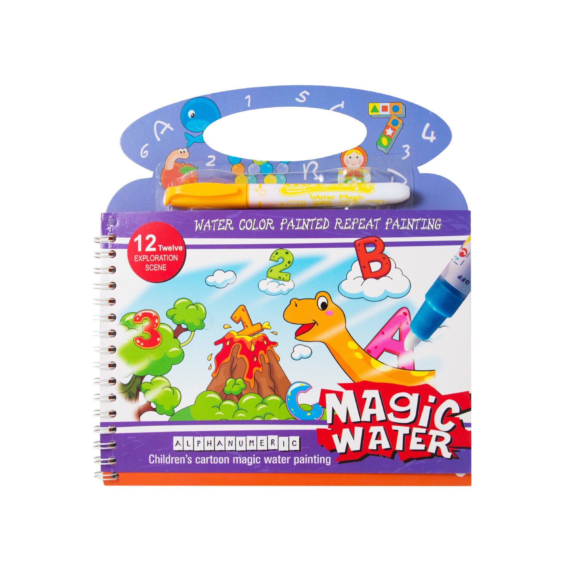 Magical Drawing Book Water Coloring Books Reusable Kids Painting Board Learning Notebook Doodle Cartoons Animal Education: number