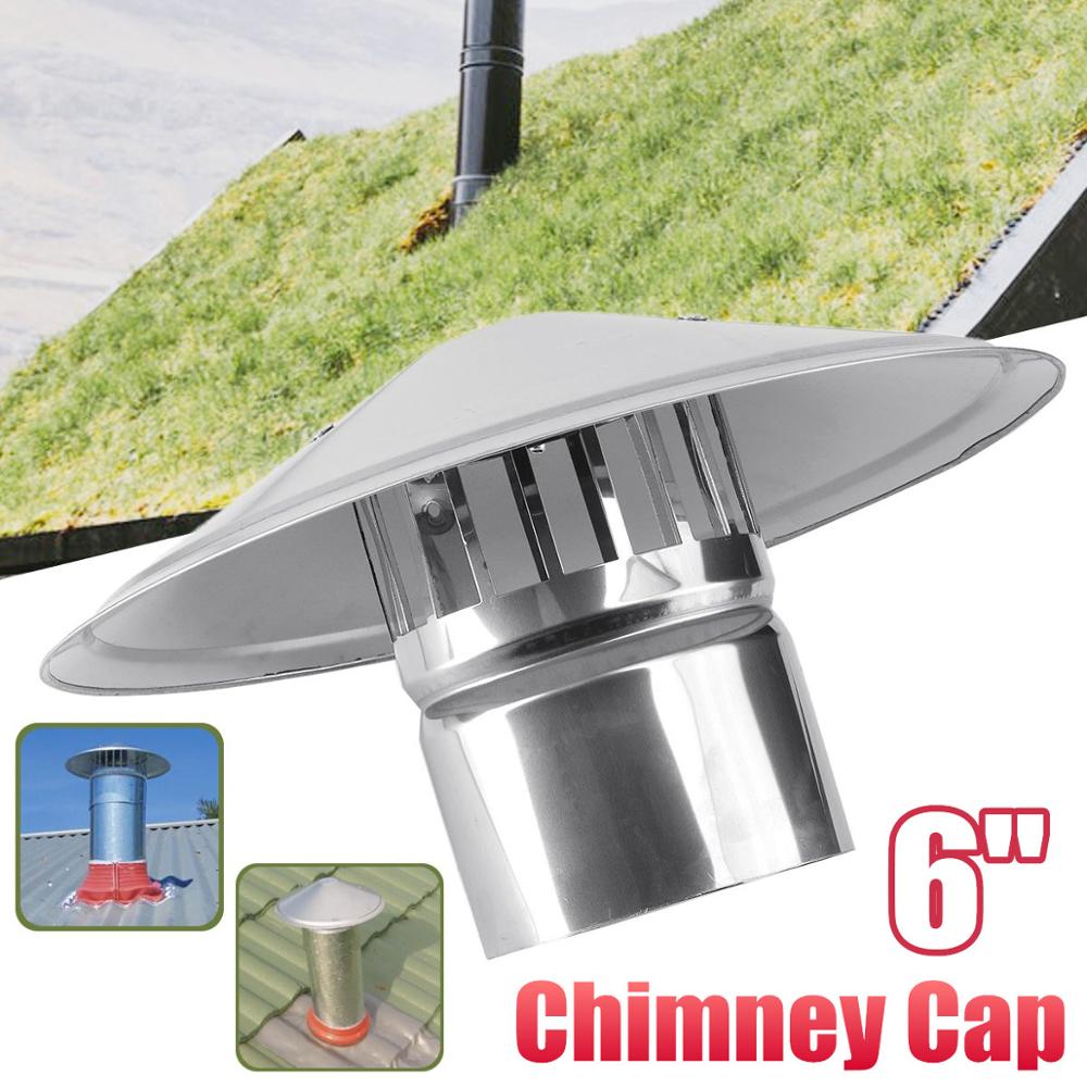 6'' Stove Pipe Chimney Cap Fireplaces Rain Mushroom Shaped Roof Ventilation