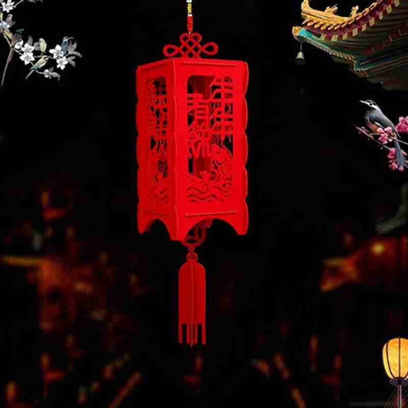 Waterproof Red Paper Lantern Home Decor Three-dimensional Lantern Pendant For Chinese Year Spring Festival Celebration