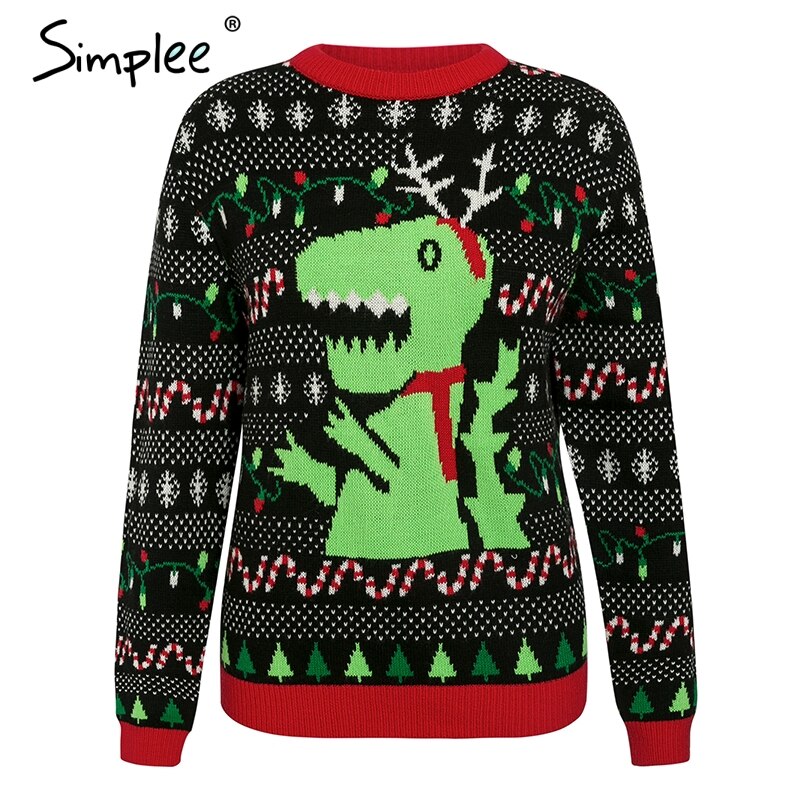 Simplee o-neck herr dam jultröja vinter jultomten xmas tree renmönstrad tröja plus size matchad tröja: L / Skriva ut