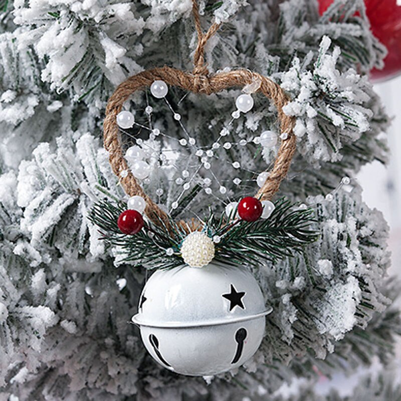 1Pcs Kerst Bel Rood Wit Groen Metalen Klokken Kerstboom Opknoping Hanger Ornament Kerst Decoratie Voor Thuis