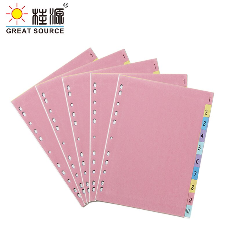 A4 Planner Divider 11 Holes 10 Dividers Colorful Paper CardBoard Index Card For Loose Leaf Paper File Folder Dividers (12 Sets)