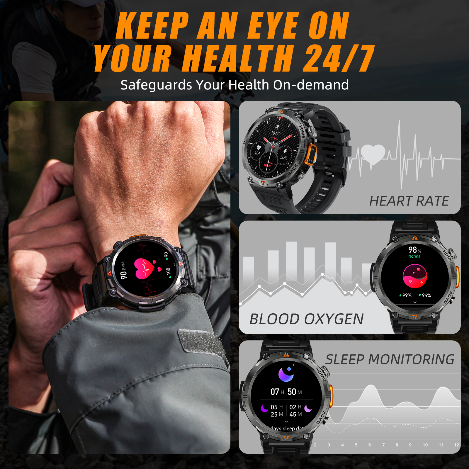 Eigiis Clever Uhr ke3 3atm wasserdicht Original und echte Männer Bluetooth Anruf die Gesundheit Monitor mit Taschenlampe Fabrik direkt