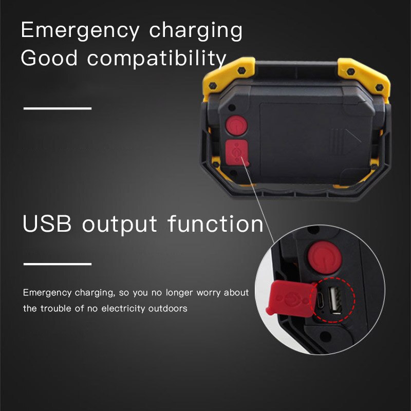 Portable Lantern Led Work Light Powerful Flashlight 18650 Usb Rechargeable Cob Flood Lights Battery Camping Lantern For Fishing
