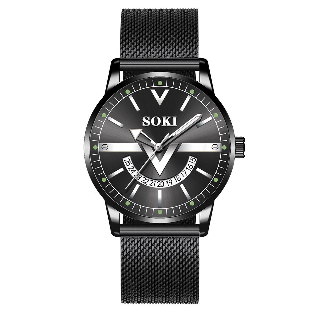 SOKI-Relojes de pulsera para hombre, de cuarzo, azul, deportivo, resistente al agua, cronógrafo Masculino: full black