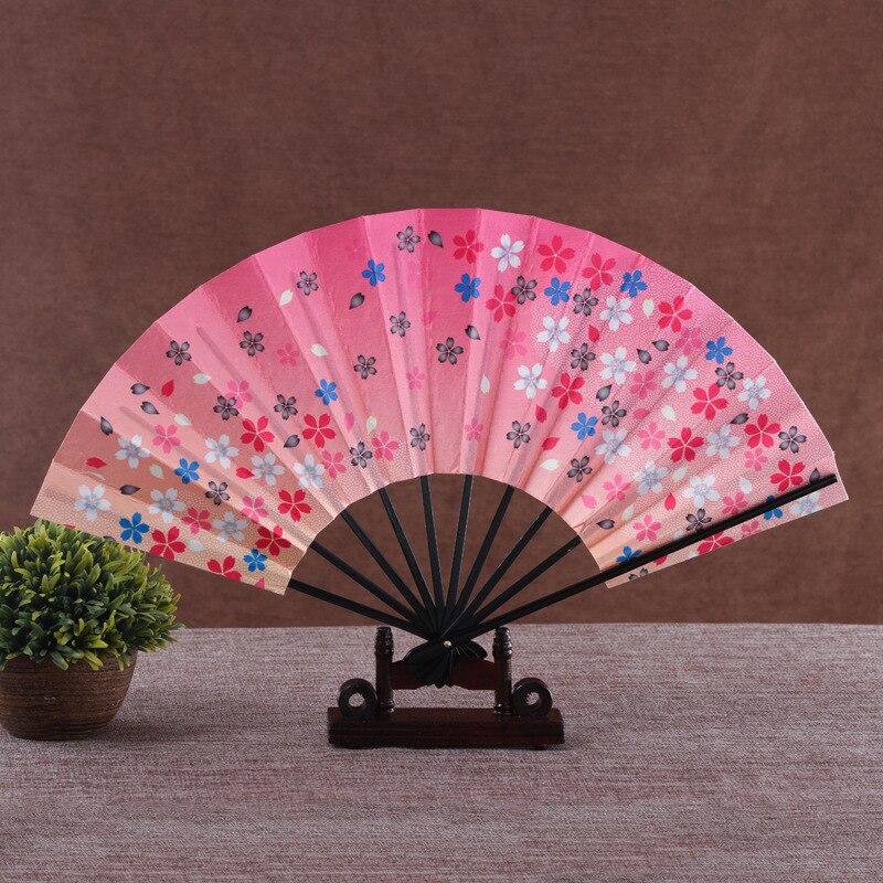 Rijst Papier Bakken Lak Side Bot Eetstokjes Fan Gedrukt Pocket Fan Woondecoratie Patroon Dans Handheld Fan: color17