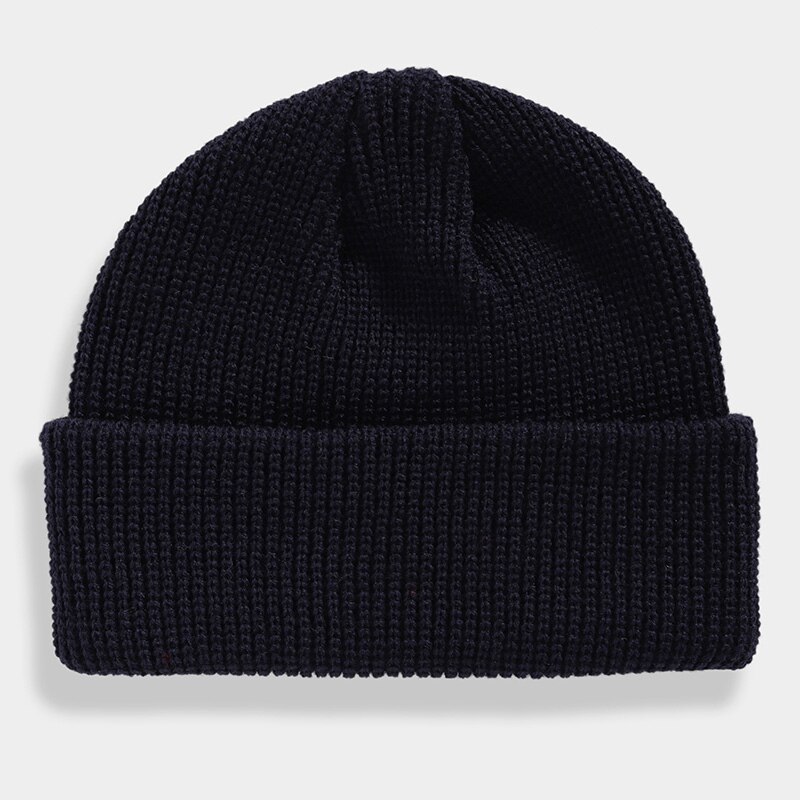 Vinter hue kort kalot unisex dame hue strikket hue hue sømandskasket manchet kantløs retro navy hat varm kalot: Marine blå