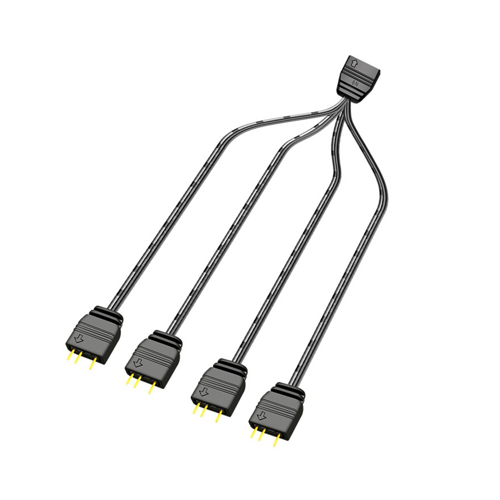 COOLMOON-conector ARGB de 5V y 3 pines para ventilador de ordenador, Cable de extensión de 1 a 2 y 4 ventiladores, Divisor de Cable de alimentación para placa madre: 1 TO 4