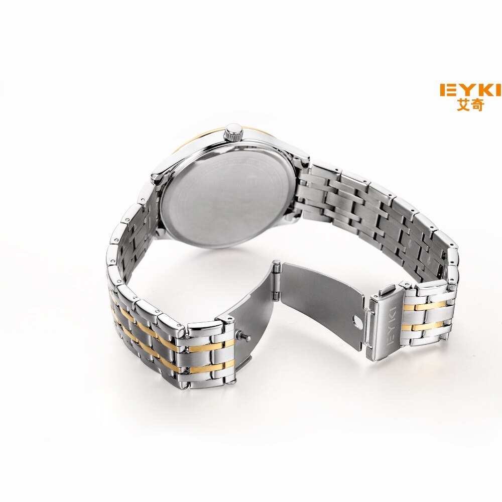 EYKI Top de luxe montre hommes hommes montres en acier inoxydable maille bracelet Quartz montre-bracelet soleil lune et étoiles robe montre