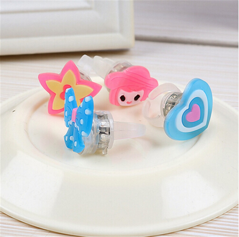 10pcs/lot Kids Cartoon LED Flashing Light Up Glowing Finger Rings Electronic Christmas Halloween Fun Toys for Children