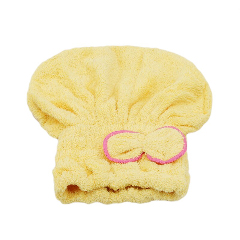 God hygroskopisitet og pusteevne mikrofiber hår turban raskt tørr hår lue innpakket håndkle cap håndkle: Gul