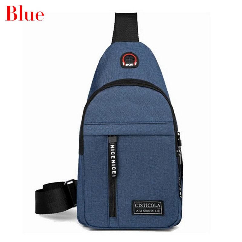 Mannelijke Schoudertassen Usb Opladen Taille Packs Sling Tassen Crossbody Anti Diefstal Borst Bag School Outdoor Korte Trip Messenger Pack: blue