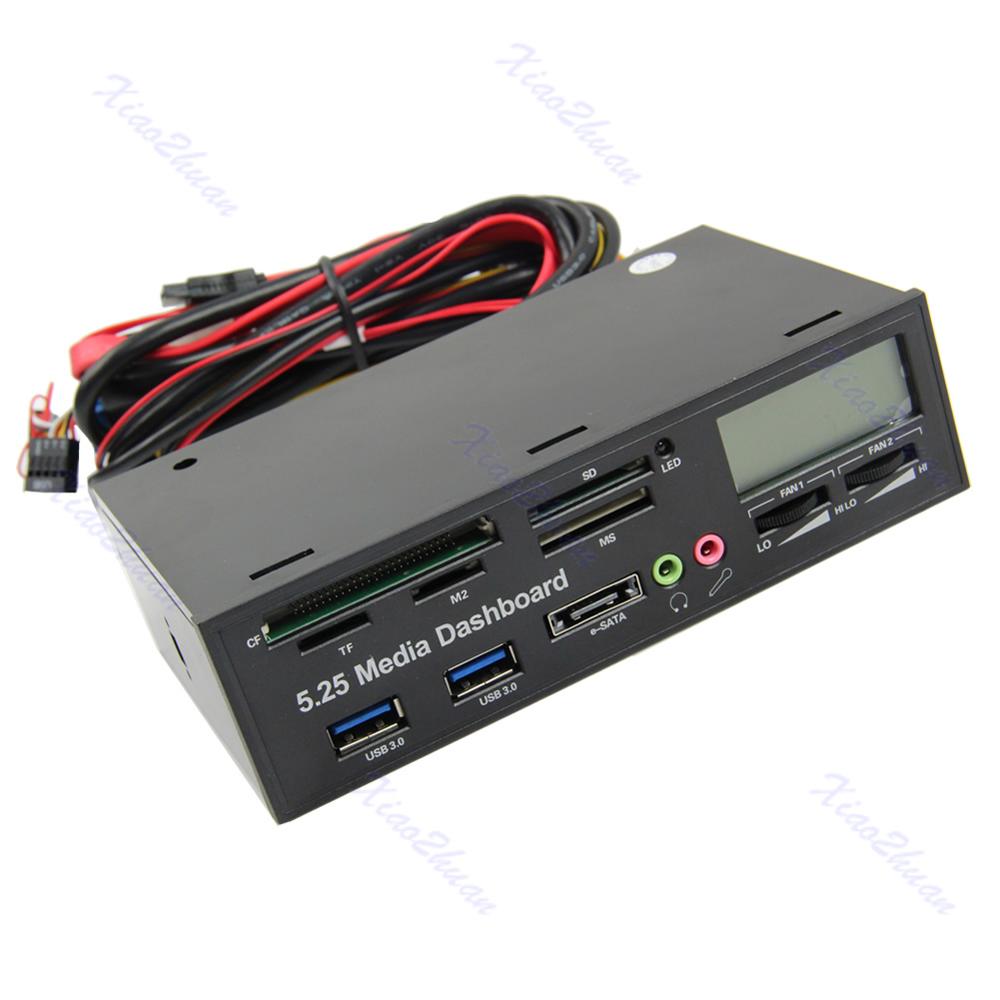 USB 3.0 All-in-1 5.25 Muiti-function Media Dashboard Front Panel Card Reader X6HA