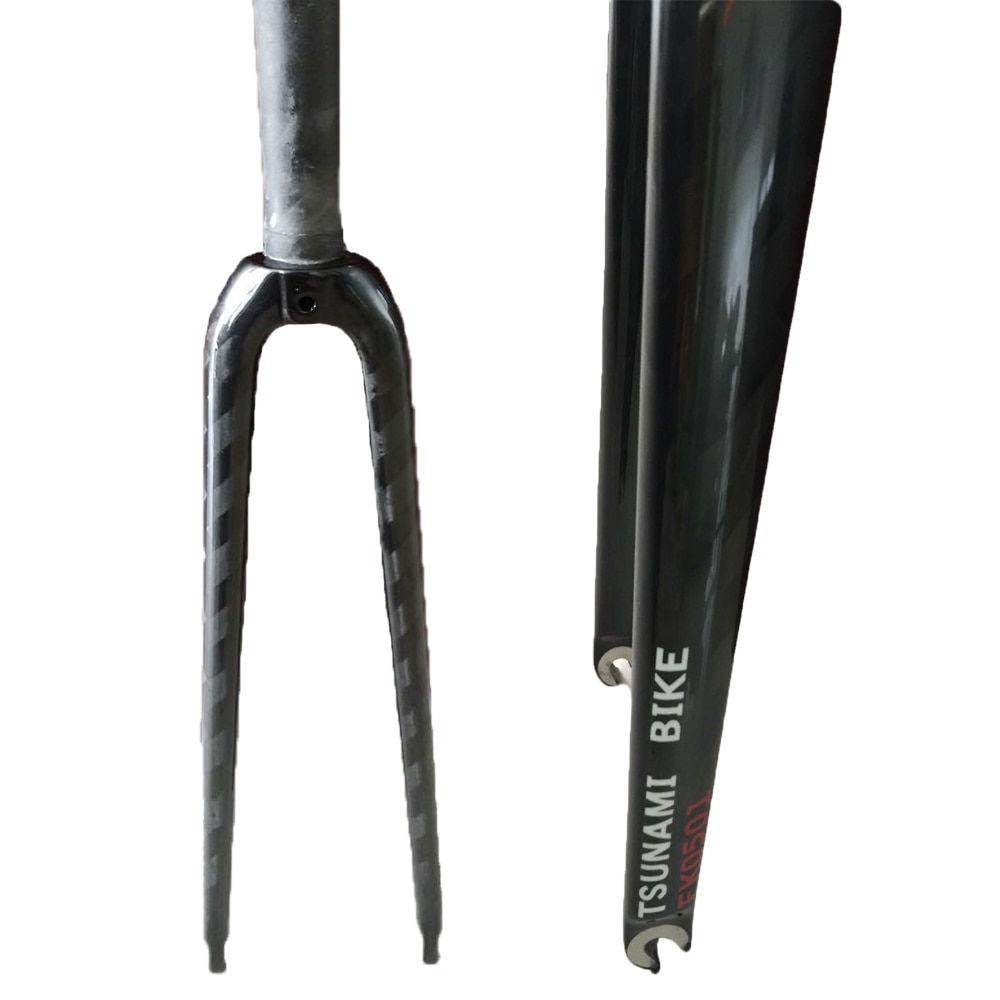 In stock Full carbon fiber road bike front fork 700c carbon V brake 12K glossy bicycle fork