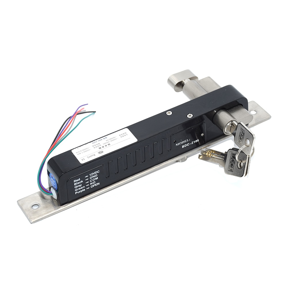 DC12-24V Fail Secure Electric Bolt lock With Mort Lock Cylinder power to unlock emergency key