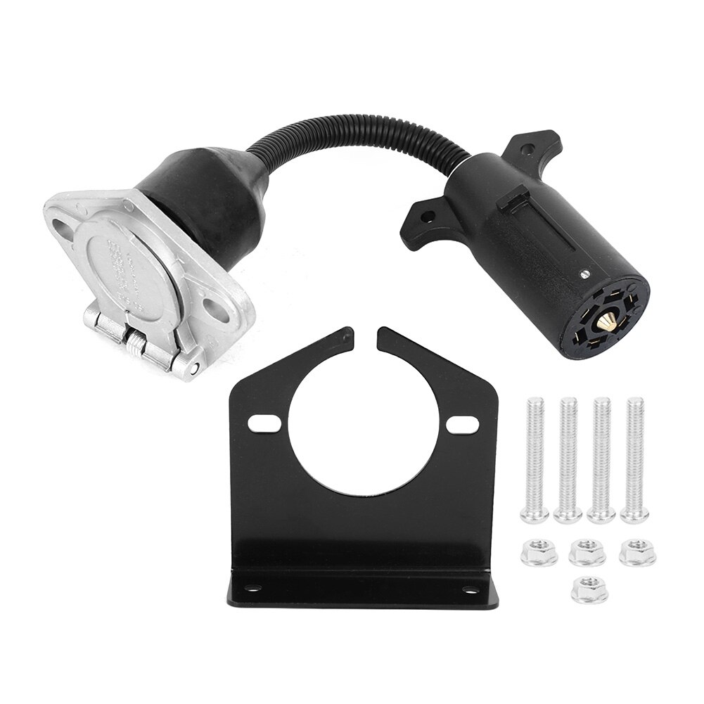 Trailer stik 7 flat blade  to 7 round pin adapter us type universal til de fleste rv trailere sættevogne trailer socket