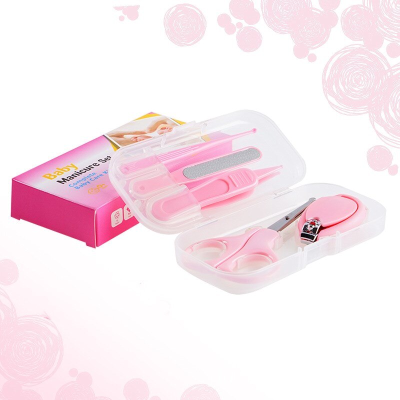 5 Stks/set Baby Gezondheidszorg Kits Baby Nail Care Set Vinger Trimmer Schaar Schoonheid Nail Set Clippers Opbergdoos Nail care Tools: Pink