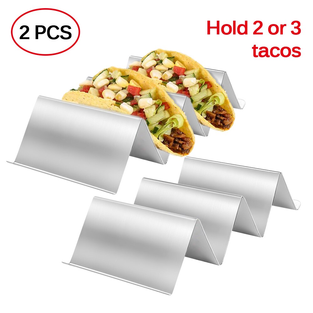 Stainless Steel Taco Holders Rack Mexican Food Hard Stand Holds Soft Shells Wave Shape Kitchen Tool Restaurant Food Display: style 3 2pcs