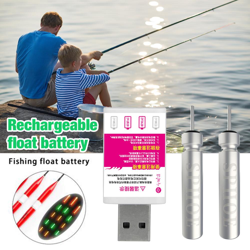 Visdobbers Elektrische Drijft Oplaadbare CR425 Batterij Fishing Float Boei Accessoire 2 Gaten Usb Oplader Voor Lichtgevende Dobbers