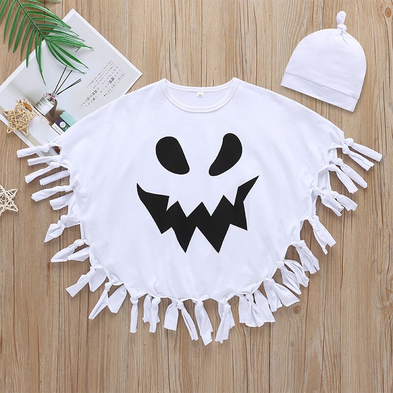 Toddler kid baby piger drenge halloween kostumer hvid spøgelse kappe + cap tøj hvid halloween børn kappe 1-5 år