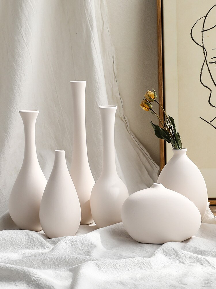 Nordisk dekorasjon hjem vanlig keramikk vase hvit vase minimalistisk dekorasjon mini keramikk vase stue dekorasjon tilbehør