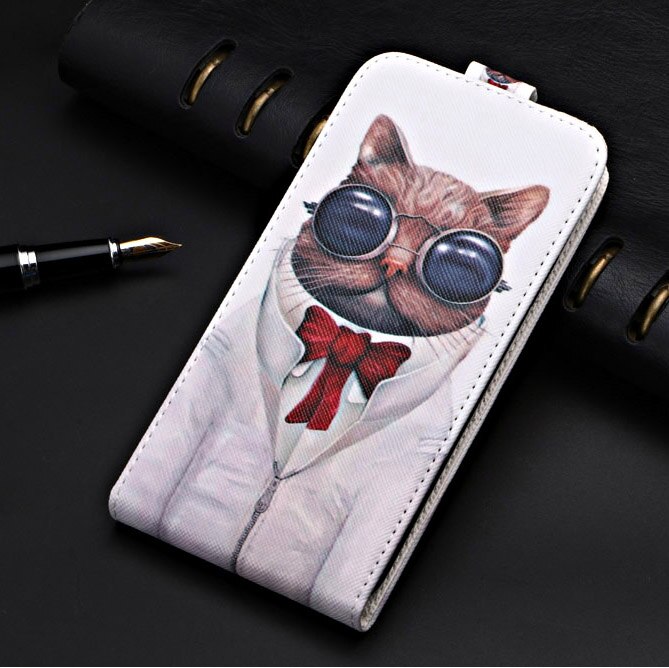 Leather Vintage Flip Case For Samsung Galaxy J3 ) J310 J320 Cover PU Leather Plain Cute Phone Bag Fundas: Mr.cat