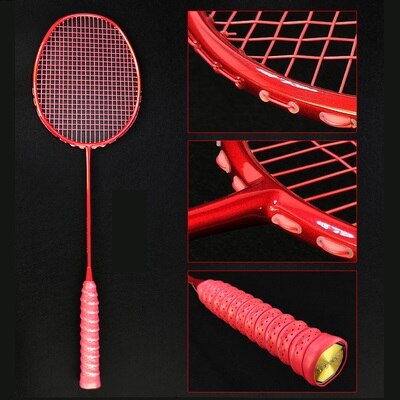 Lightest 100 Carbon Fiber Badminton Rackets String Max Tension Training Racquet With Bag Speed Sports Adult Training Racquet -40: Red 25lb