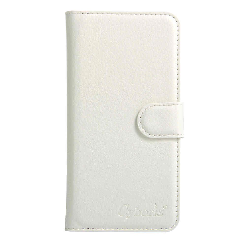 Funda para Motorola Droid Turbo 2 Cyboris para Moto X Force XT1585 XT1581 Flip Lichee Funda de cuero PU con tarjeta ranura para los titulares: Blanco