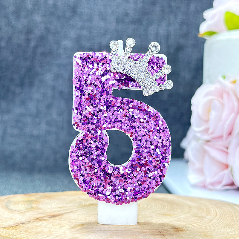 Purple digital birthday candle cake decoration birthday candle: cream