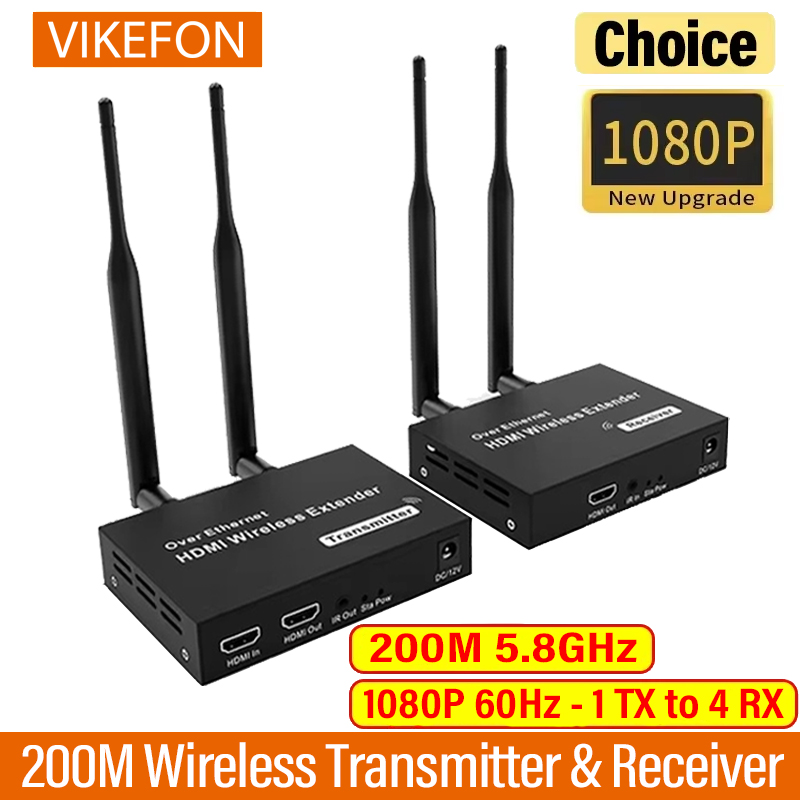 200M 5.8G 1080P HDMI Draadloze Audio Video Zender Ontvanger Extender 1 TX-4 RX Extender Kit IR HDMI Loop-Out Voor HD TV PC