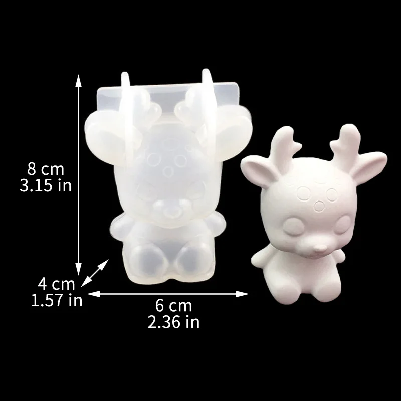 3D Geometric Silicone Unicorn Cat Deer Bear Mold Soap Candle Make Clay Plaster Resin Craft Mould Cake Decor Baking Tool: Dark Khaki