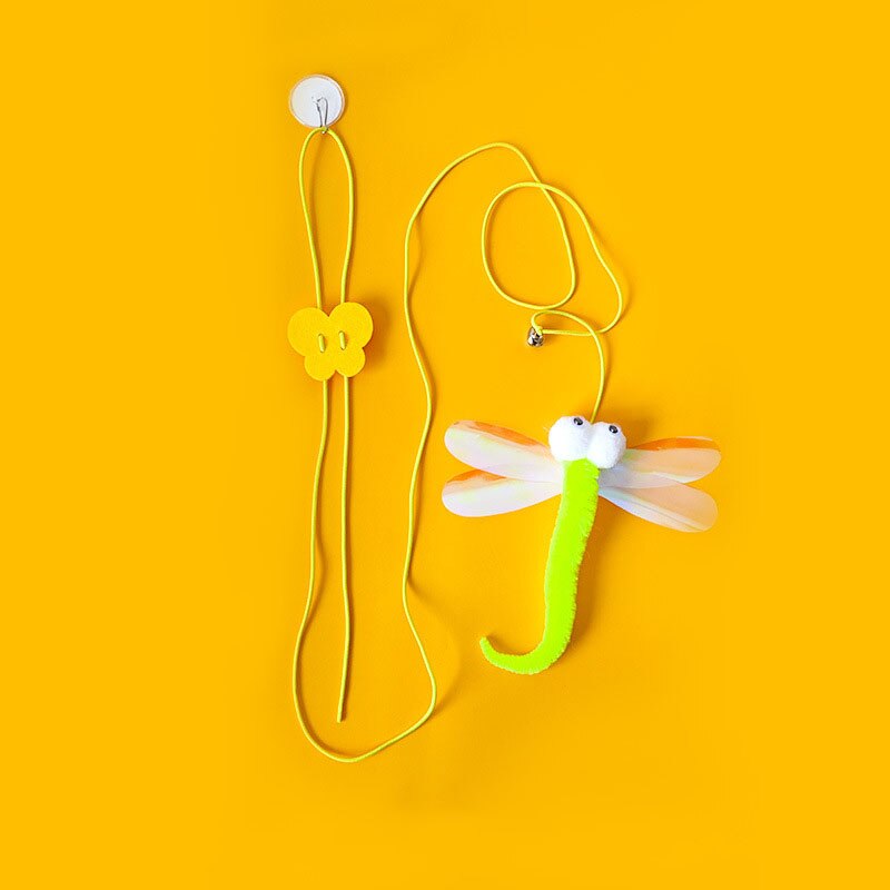 Cat Toys Kitten Toys Jump Exercise Interactive Toy-Replaceable Door Elastic Rope Automatic Toy Funny Cat Teaser Stick Mouse Toys: dragonfly