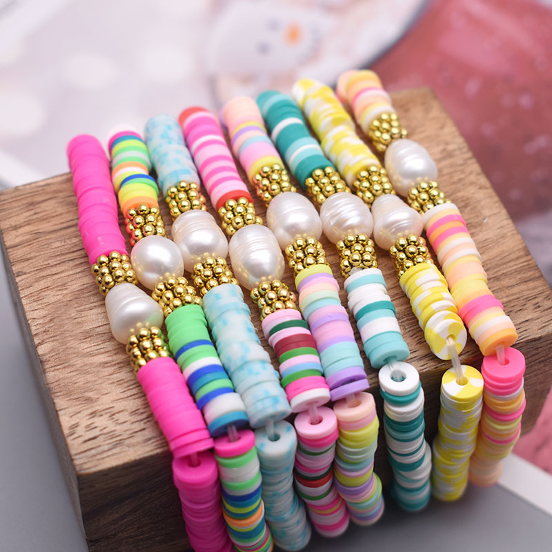 Boho parelbedelarmbanden van polymeerklei met 6mm kralen, armband voor dames, zomerse strandarmbanden, 2022