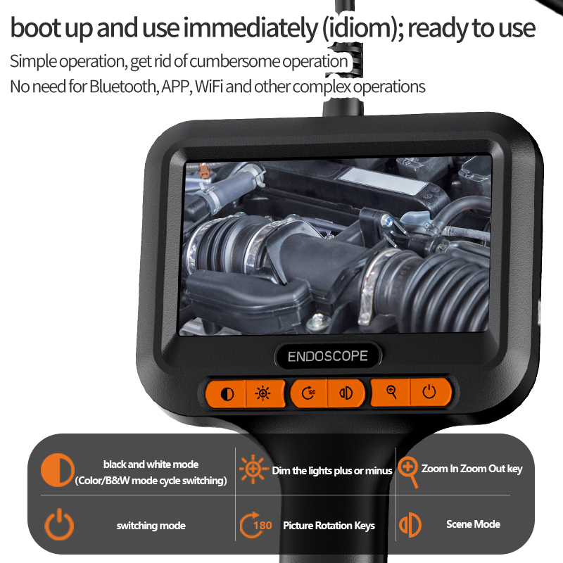 Caméra endoscopique HD 8.0 P, 1080 pouces, IP6, étanche, 4.3mm, 1m/5m/10m/15m/20m/30m/50m, pour l'inspection des canalisations de voiture, 2600mAh