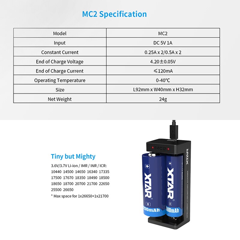 Newest CHARGER LCD XTAR VC2 PB2 SC2 VC2S MC2 PLUS USB Battery Charger For 20700 21700 18700 22650 25500 26650 18650 Battery