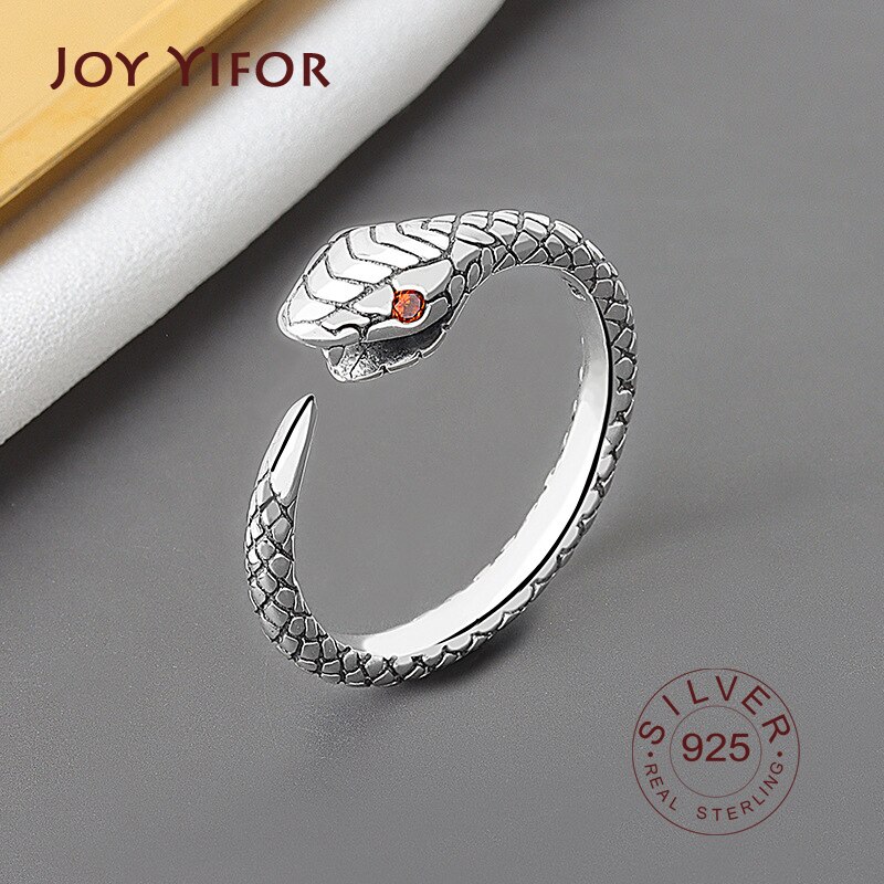 Plata de Ley 925 auténtica geométrica serpiente anillo ajustable minimalista joyería fina para las mujeres de