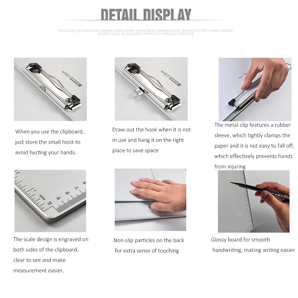 A4/A5 Clipboard Writing Board Metal File Clipboard For Office Business Professionals Non-slip Aluminum Alloy Plate