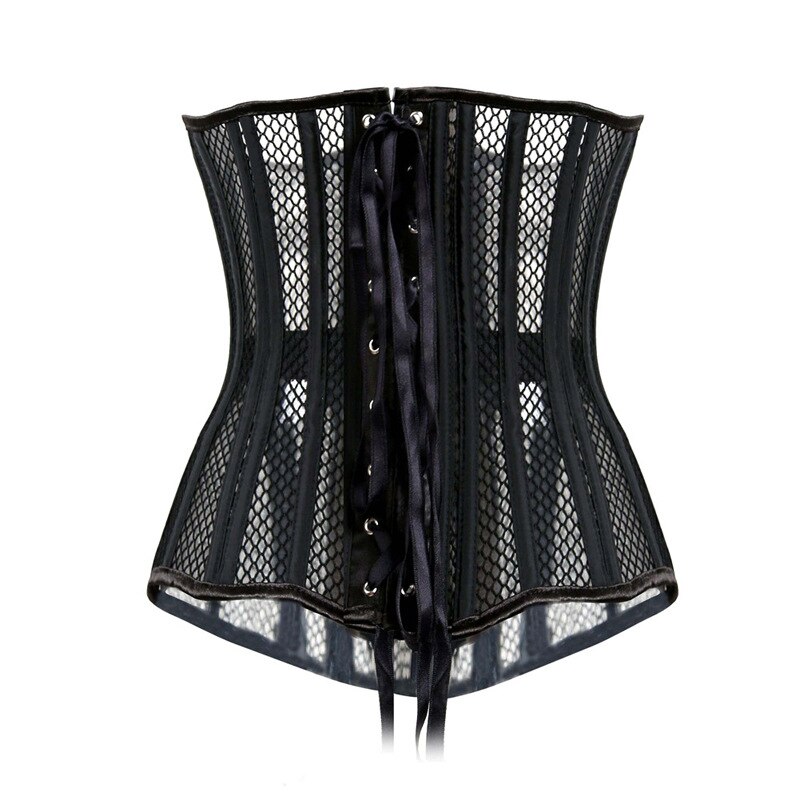 Kvinder korselet åndbart mesh stål bonen talje træner underbust talje korset slankende åndbart træningskorset