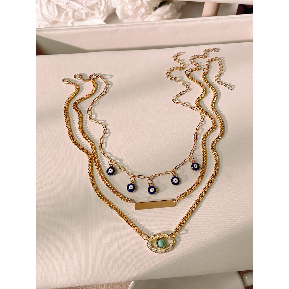 Voel Vintage Blue Evil Eyes Kralen Hanger Ketting Voor Vrouwen Turkse Turquoise Evil Eye Metalen Ketting Ketting Sieraden