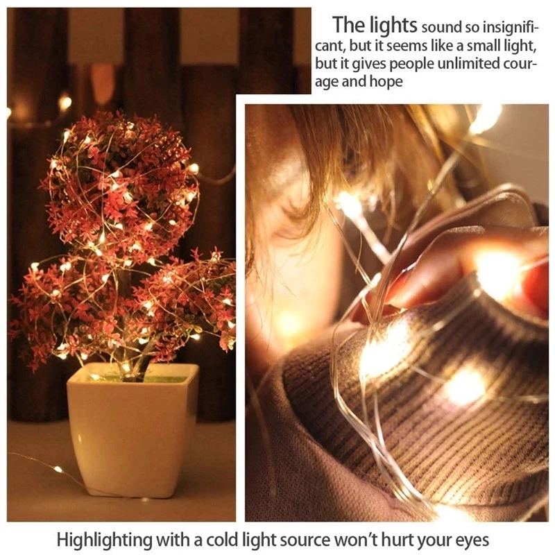 Led Strings Koperdraad 3XAA Batterij-aangedreven Kerst Bruiloft Decoratie 2M 5M 10M 100LED String Fairy Lights