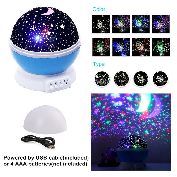 Meerdere Stars Sterrenhemel/Oceaan/Universe/Muziekspeler Romantische Led Nachtlampje Projector Kinderen Gaven Kinderen Slaapkamer night Lamp: Stars Starry blue